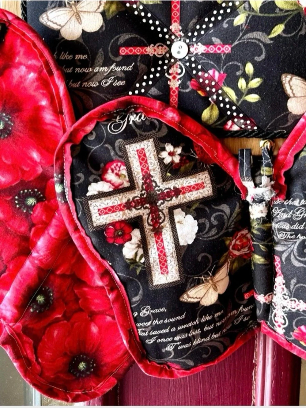 Amazing Grace Handmade Wall Memo Board Butterfly Potholders